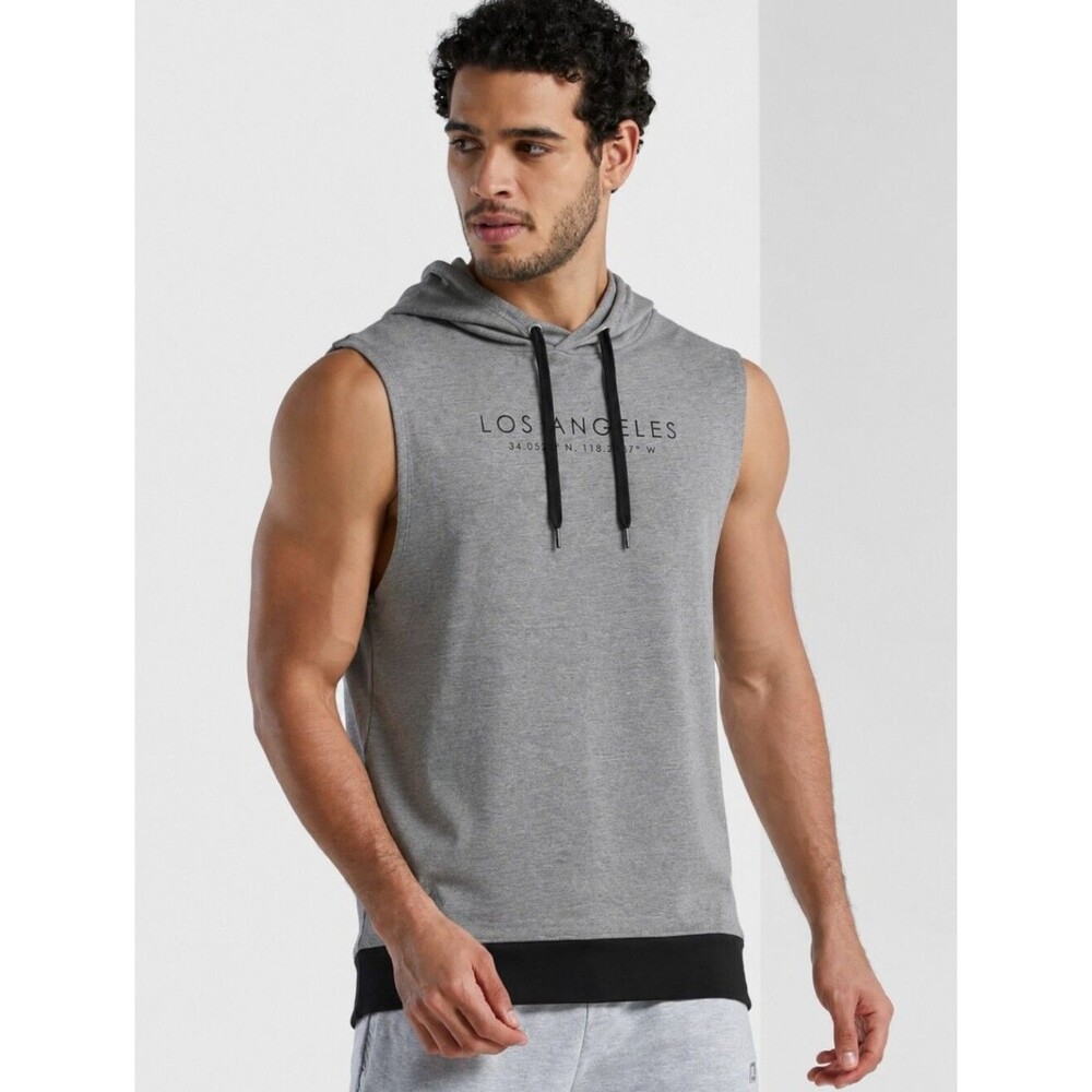 Anko Longline Sleeveless Hoodie 3XL Gray Los Angeles Muscle Hoodie